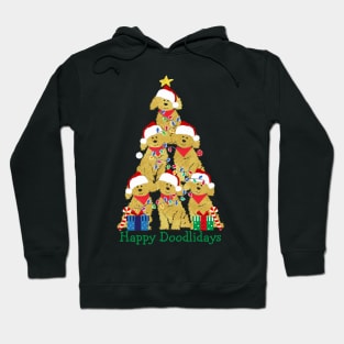 Golden Doodle Puppy Christmas Holiday Tree Hoodie